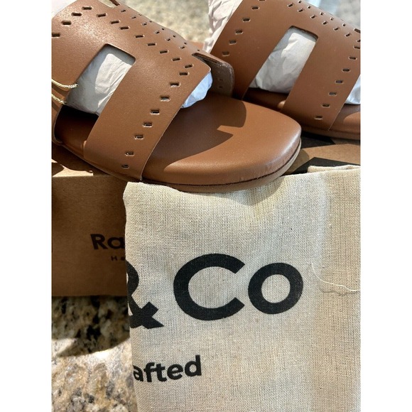 Rag & Co Sandal IVANKA Tan Brown Slide Leather Size 9 New In Box W/ Dust Bag - Picture 5 of 14